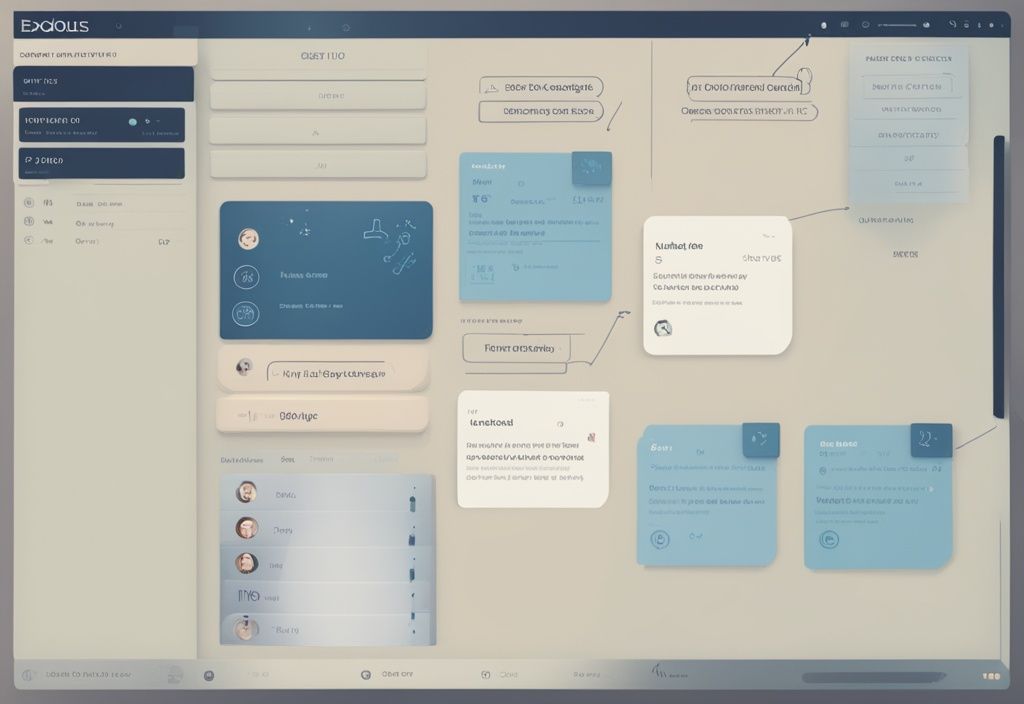 Moderne digitale Illustration in Blau mit Exodus Wallet Test Screenshot und Checkliste mit Häkchen
