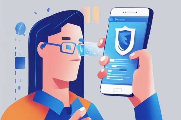 Benutzer führt Phoenix Wallet Test auf Smartphone durch und prüft App-Funktionen und Sicherheitsmaßnahmen in moderner blauer digitaler Illustration.