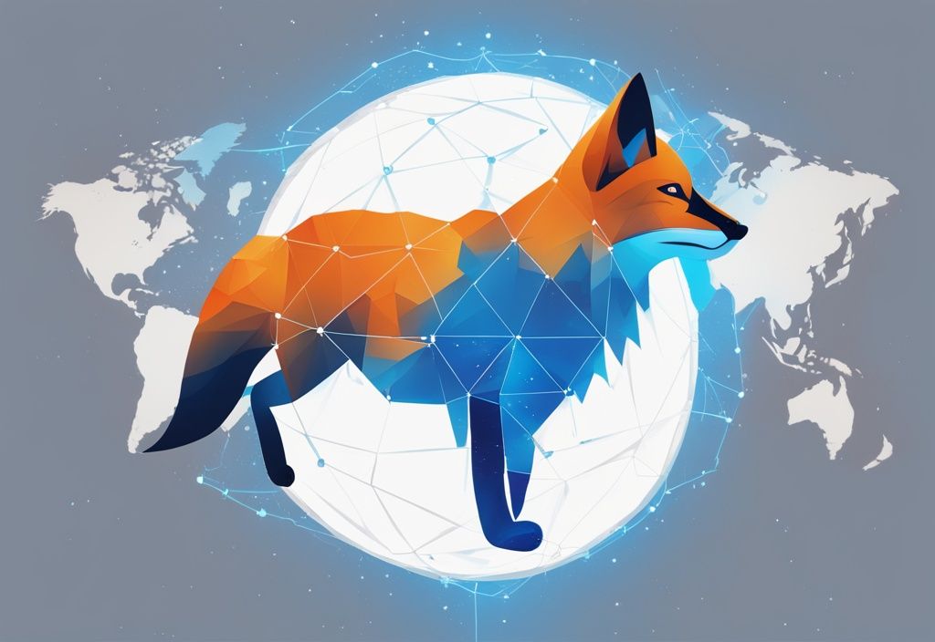 MetaMask-Logo mit Fuchs-Kopf auf digitaler Weltkarte, moderne blaue Illustration, symbolisiert globale Zugänglichkeit und Sicherheit in der Kryptowelt.