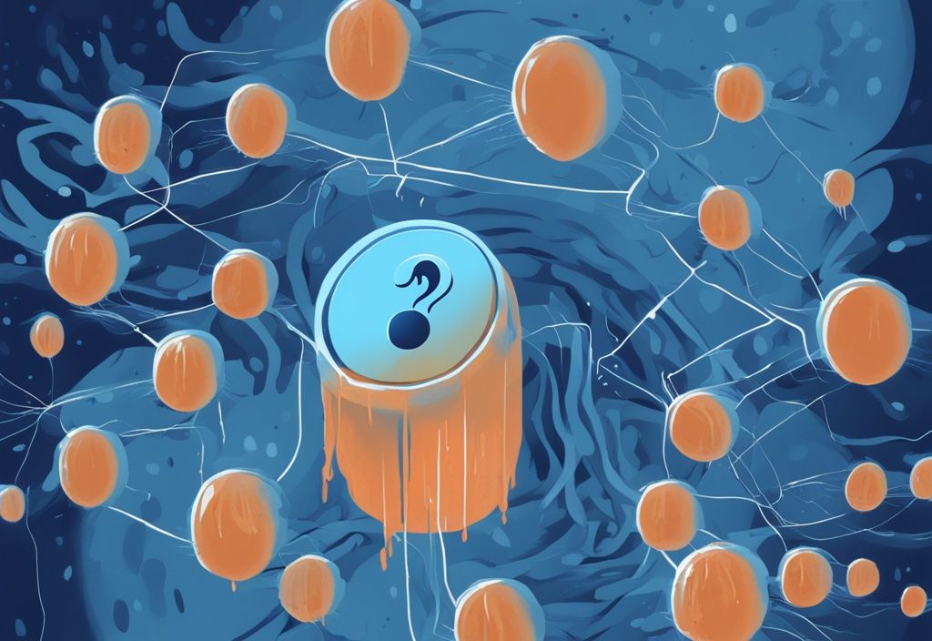 Moderne digitale Illustration des Shibarium-Netzwerks mit fließenden Shib-Token und einem Fragezeichen in der Mitte, das die Frage "was ist Shibarium" darstellt.