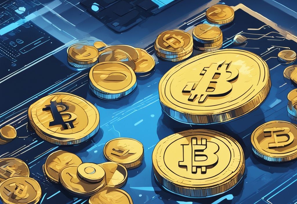Erfolgreiche Krypto-Transaktion auf der Binance-Plattform, digitale Illustration in Blau.