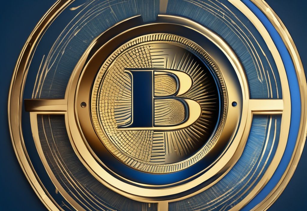 3D goldene Münze mit eingraviertem The Graph Coin Symbol, beleuchtet auf dunklem Hintergrund, modernes digitales Gemälde in Blau.