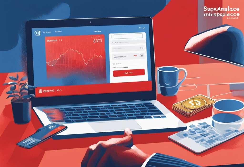 Mann nutzt Sparkasse Online-Banking auf Laptop mit Bitcoin-Marktplatz-Tab, Bitcoin kaufen Sparkasse