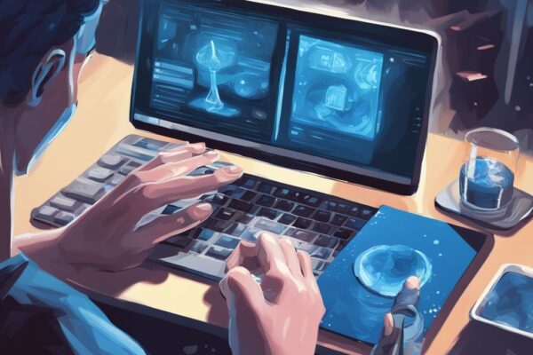 Person untersucht die Benutzeroberfläche eines geöffneten Electrum Wallets auf dem Computerbildschirm - Electrum Wallet Test.