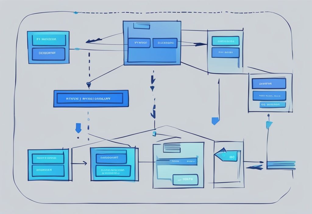 Moderne digitale Malerei Illustration, Hauptfarbe Blau, Flussdiagramm zeigt den Prozess der Blockchain-Abhebung, hervorgehobener Bereich für Gebühren.
