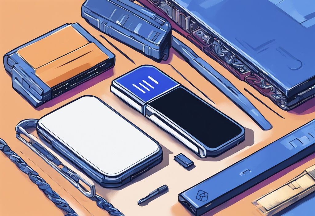 Vergleich von BitBox vs Ledger Kryptowährungs-Hardware-Wallets, moderne digitale Illustration in Blau.