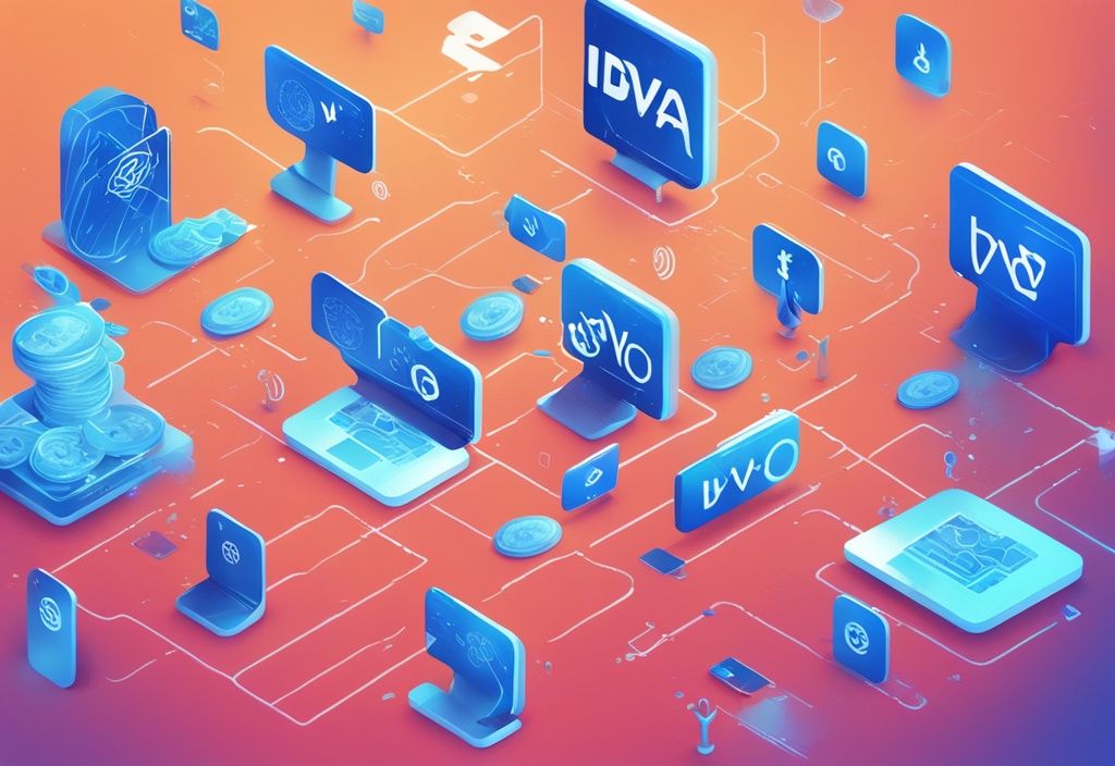 Digitale Illustration in Blau mit Logos verschiedener Kryptowährungsbörsen um ein verblassendes Bitvavo-Logo, symbolisierend alternative Optionen
